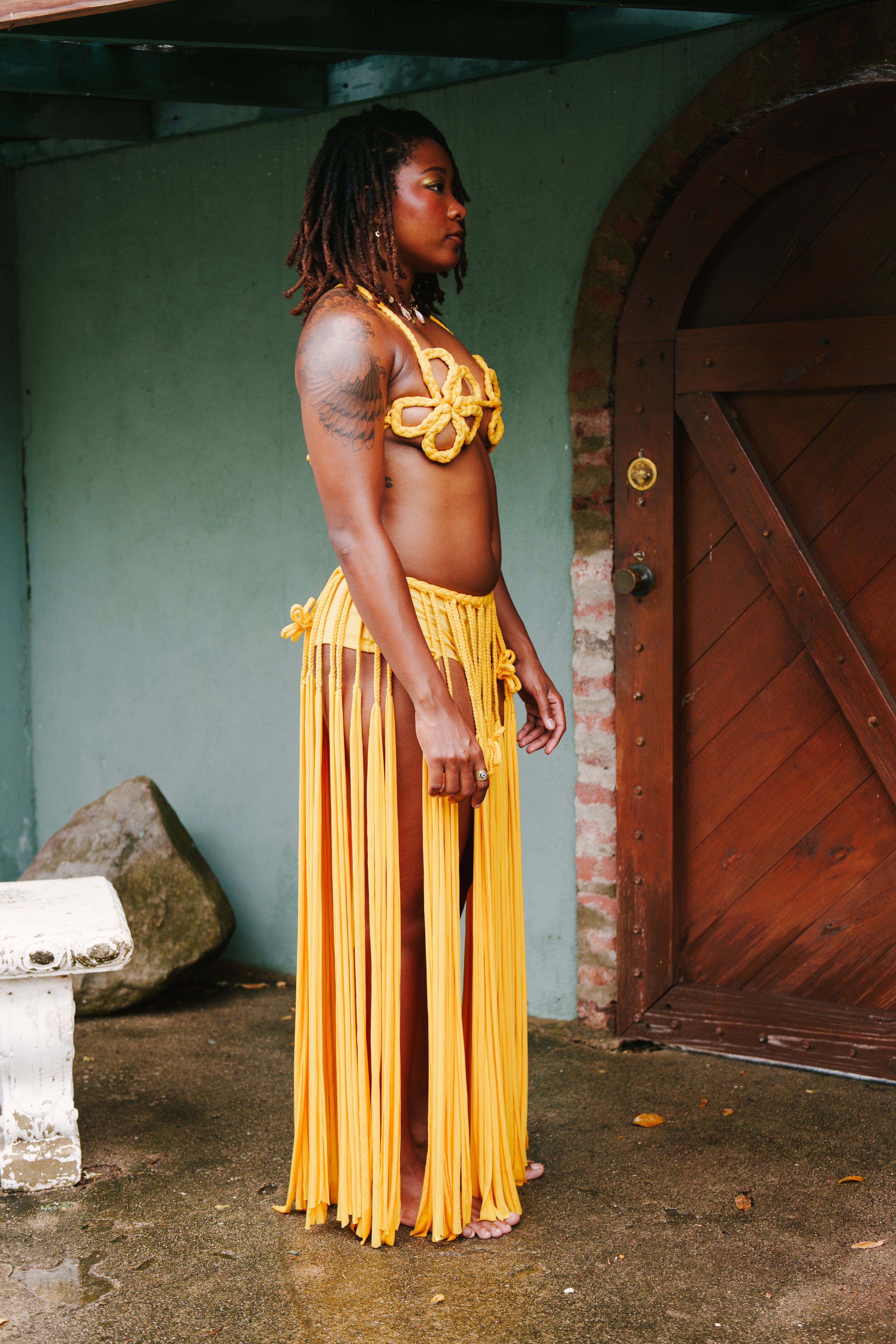 Hibiscus Breastplate X Runaway Fringe Skirt Set