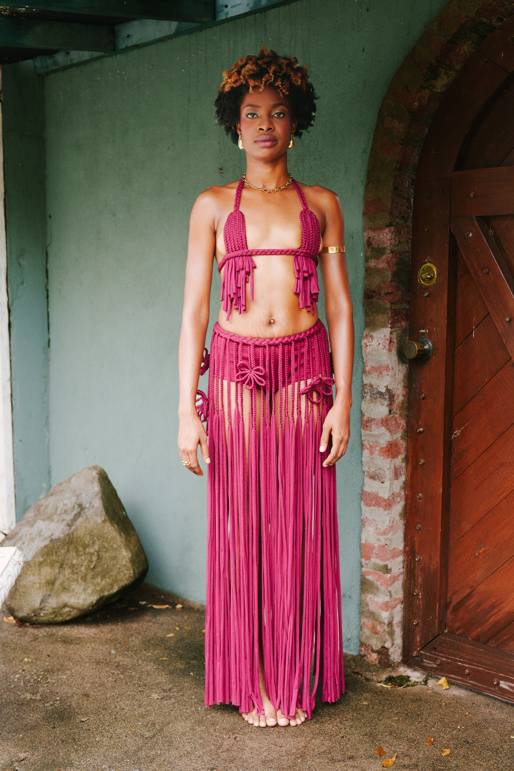 Banana Han' Bralette x Runaway Fringe Skirt Set