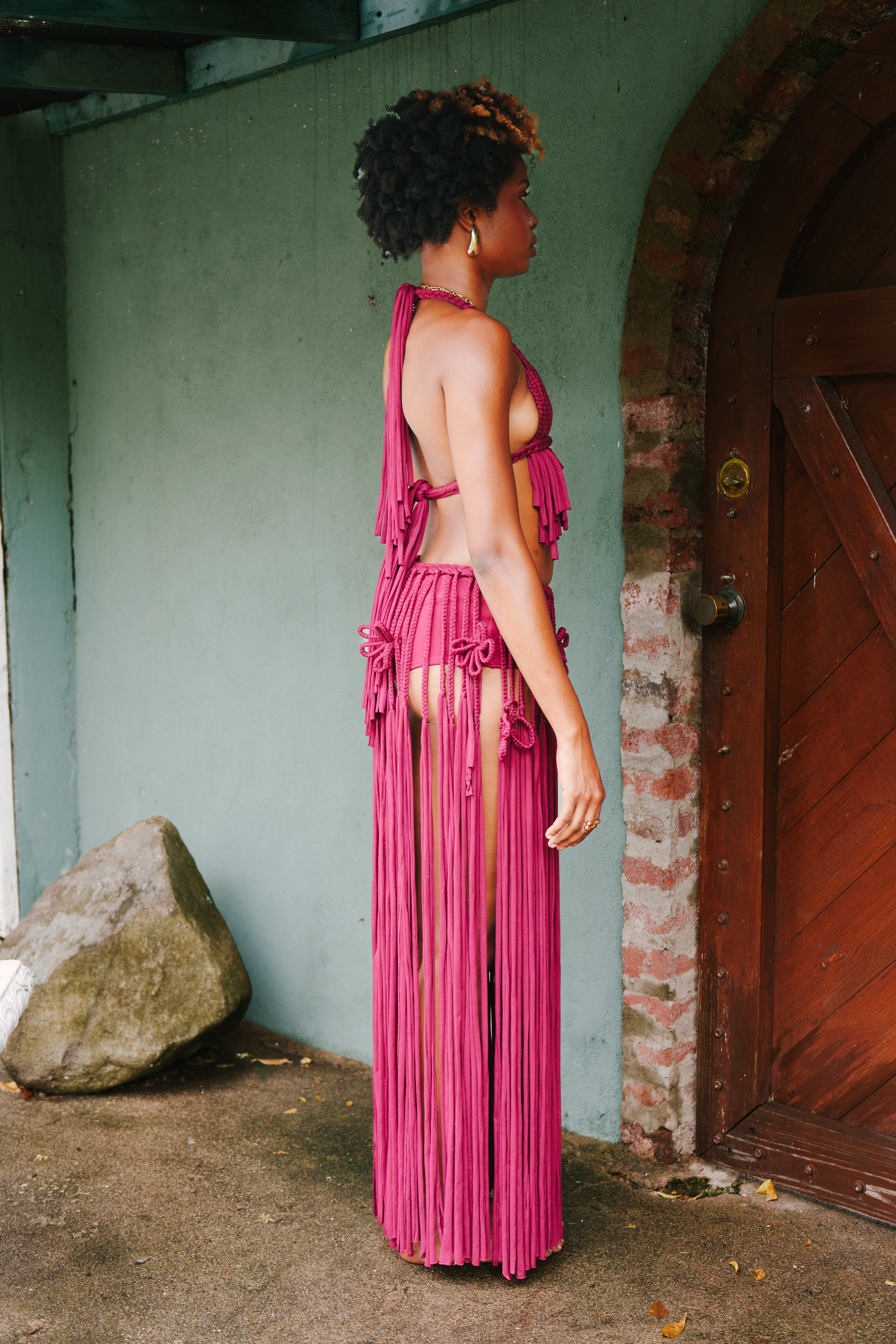 Banana Han' Bralette x Runaway Fringe Skirt Set