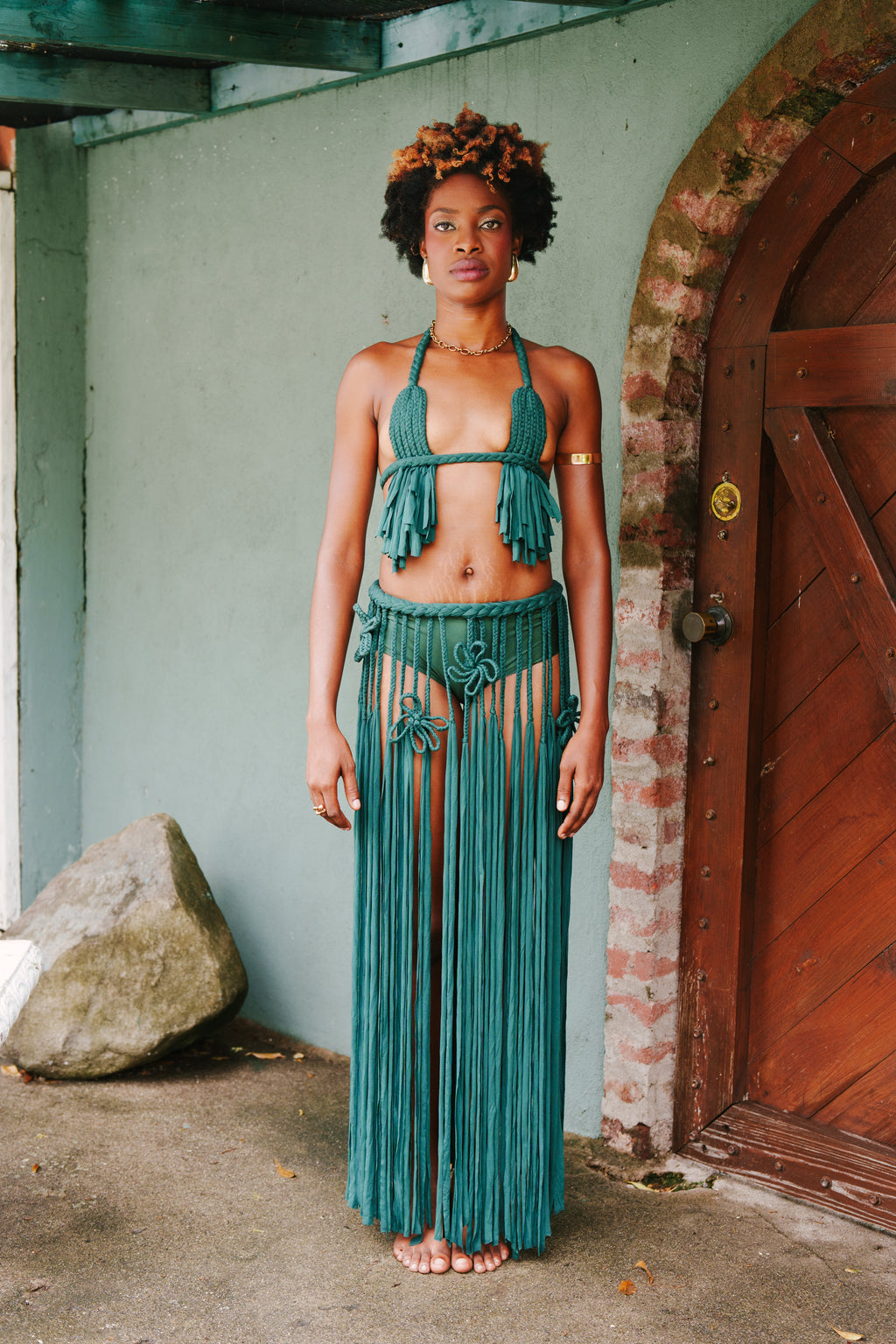 Banana Han' Bralette x Runaway Fringe Skirt Set